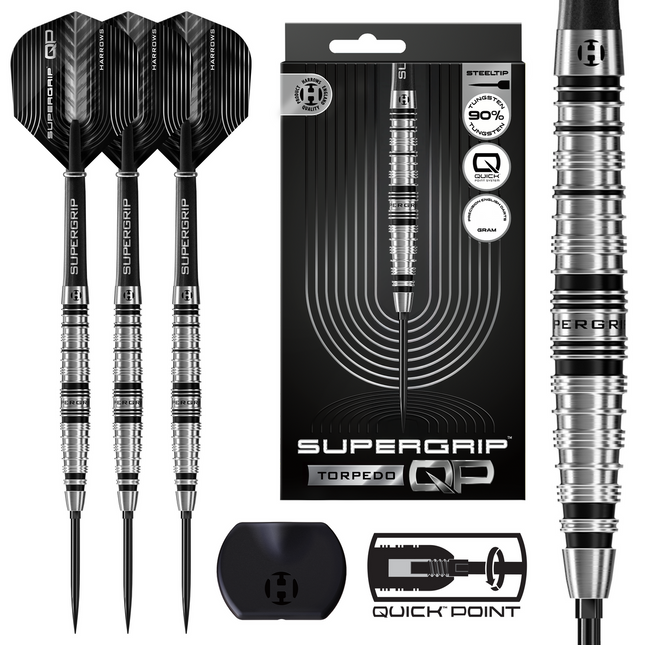 Harrows SuperGrip Torpedo Quick Point 90% Tungsten Darts
