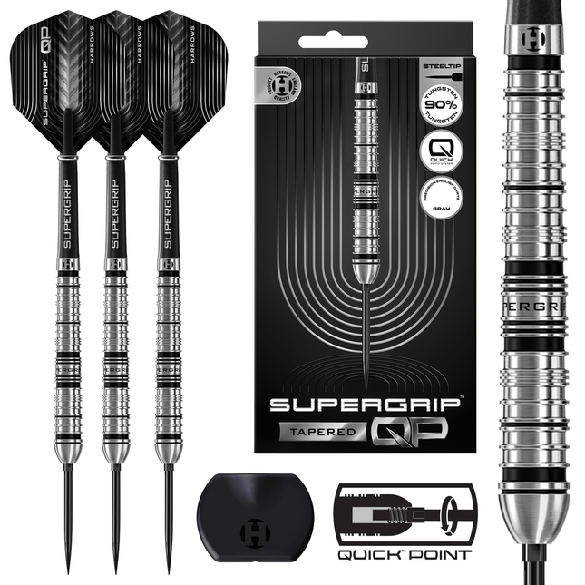 Harrows SuperGrip Tapered Quick Point 90% Tungsten Darts