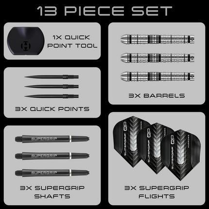 Harrows SuperGrip Tapered Quick Point 90% Tungsten Darts