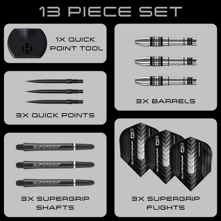 Harrows SuperGrip Bomb Quick Point 90% Tungsten Darts