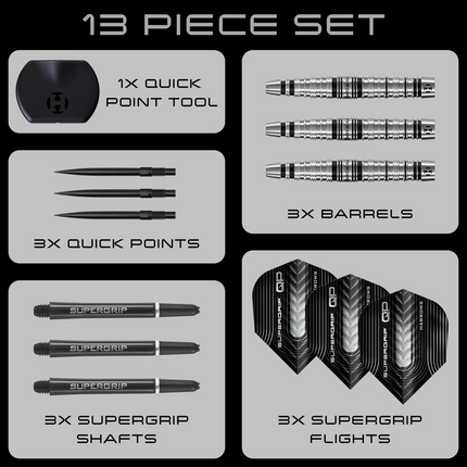 Harrows SuperGrip Torpedo Quick Point 90% Tungsten Darts