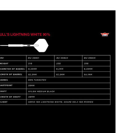 Bulls NL Lightning white 90% Tungsten darts